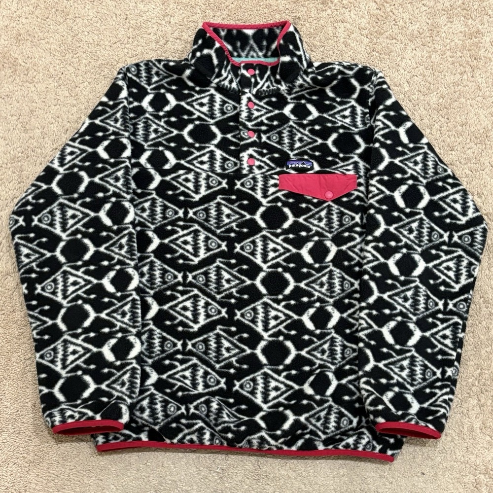 Patagonia Synchilla Snap-T Women's Large Ikat Big Fish Print Fleece Pullover
